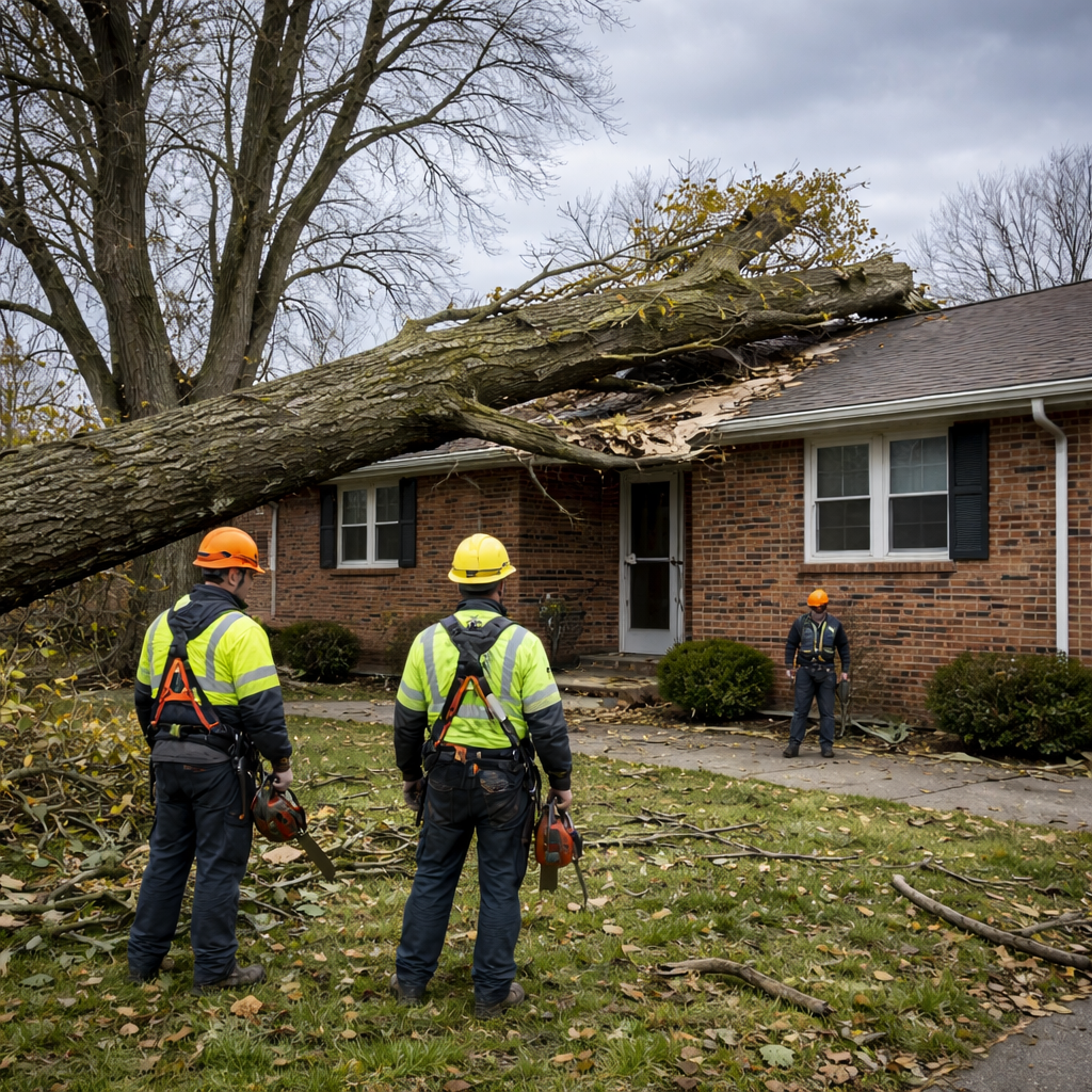Emergency Tree Removal roof damage in granger