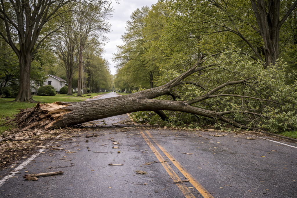 tree laying across mishawaka road
